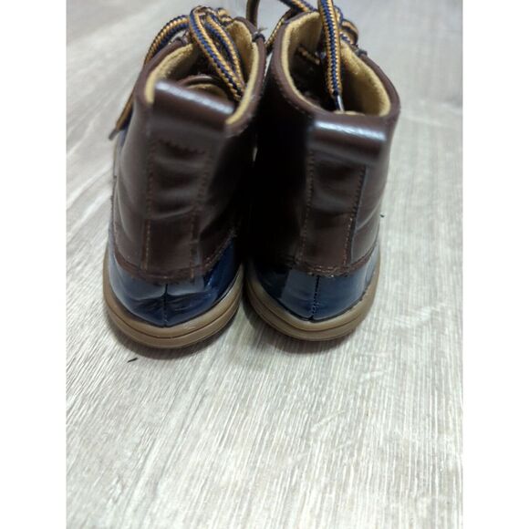 Lucky Top Ducko Childs Navy And Brown Tie Up Rain Boots Size 8 - Picture 4 of 9